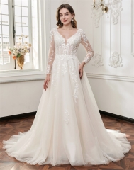 WT4858 Lovely Illusion V Neck glitter tulle Aline