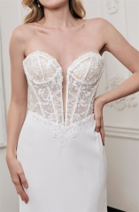 WT4849 Elegant fit&flare lace crepe dress