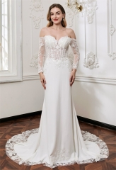 WT4842 2026 Elegant fit&flare lace crepe dress