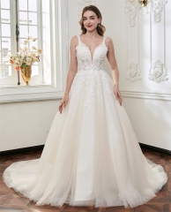 WT4859 2026 ovely Illusion V Neck beaded light tulle Aline