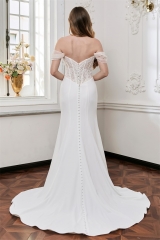 WT4847 2026 Elegant fit&flare lace crepe dress