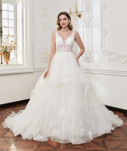 WT4743 2026 new Gorgeous Ruffy Lace Gown