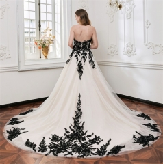 WT4882 Sparkle beaded black lace Illusion Aline dress