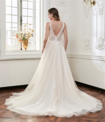 WT4860 2026 Lovely Illusion beaded V neck light tulle Aline dress