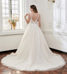 WT4859 2026 ovely Illusion V Neck beaded light tulle Aline