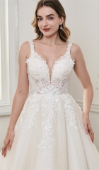 WT4859 2026 ovely Illusion V Neck beaded light tulle Aline