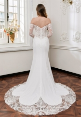 WT4842 2026 Elegant fit&flare lace crepe dress