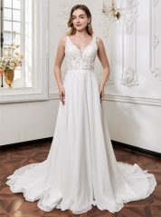 WT4857 elegant chiffon bridal