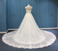 WT2376A Sweetheart mermaid dress with detachable lace train. top beading