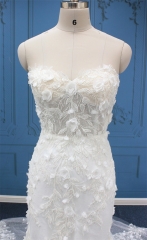 WT4867 Sweetheart Mermaid bridal 3D beading flower lace