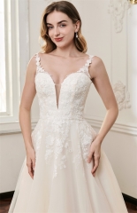 WT4889 2026 Lovely V neck beaded lace, light tulle Aline